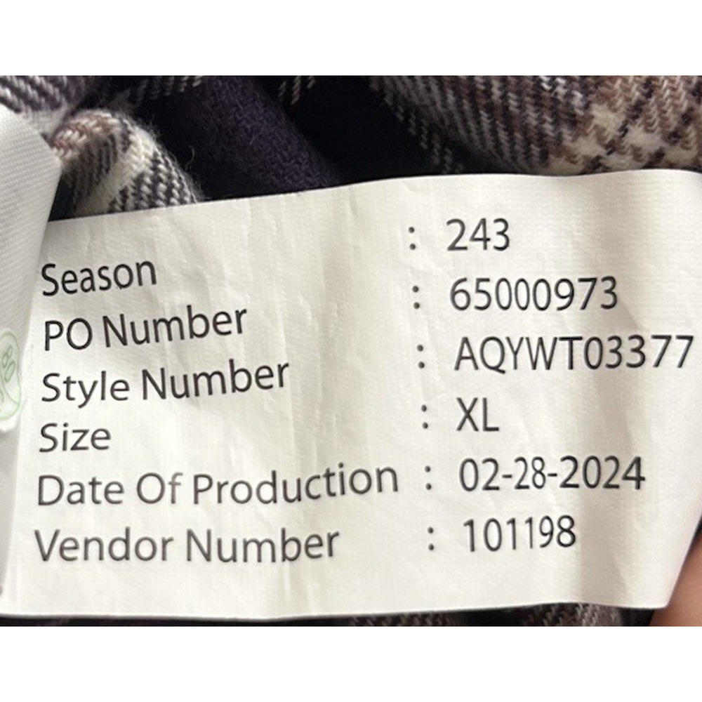 Quiksilver NWT Sz XL Mens Long Sleeve Flannel Shirt Purple Plaid Button Up - Picture 9 of 9